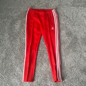 red adidas joggers
